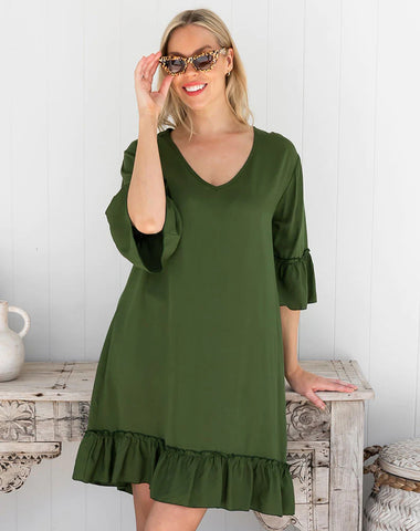 Shift Dress - Olive green