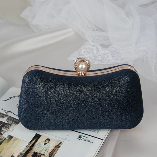 Navy velvet clutch